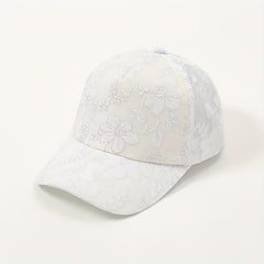 Vintage Flower Embroidery Baseball Cap Hot Stamping Solid Sun Hat Adjustable Dad