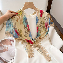 Lace Triangle Shawl Thin Fringed Scarf Sunscreen Casual Wrap