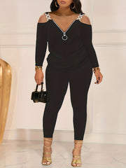 Sexy Cold Shoulder Top & Leggings Set