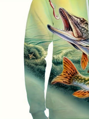 Fish 3D Print Hoodies For Men Graphic Hoodie Comfy Loose Hooded Pullover