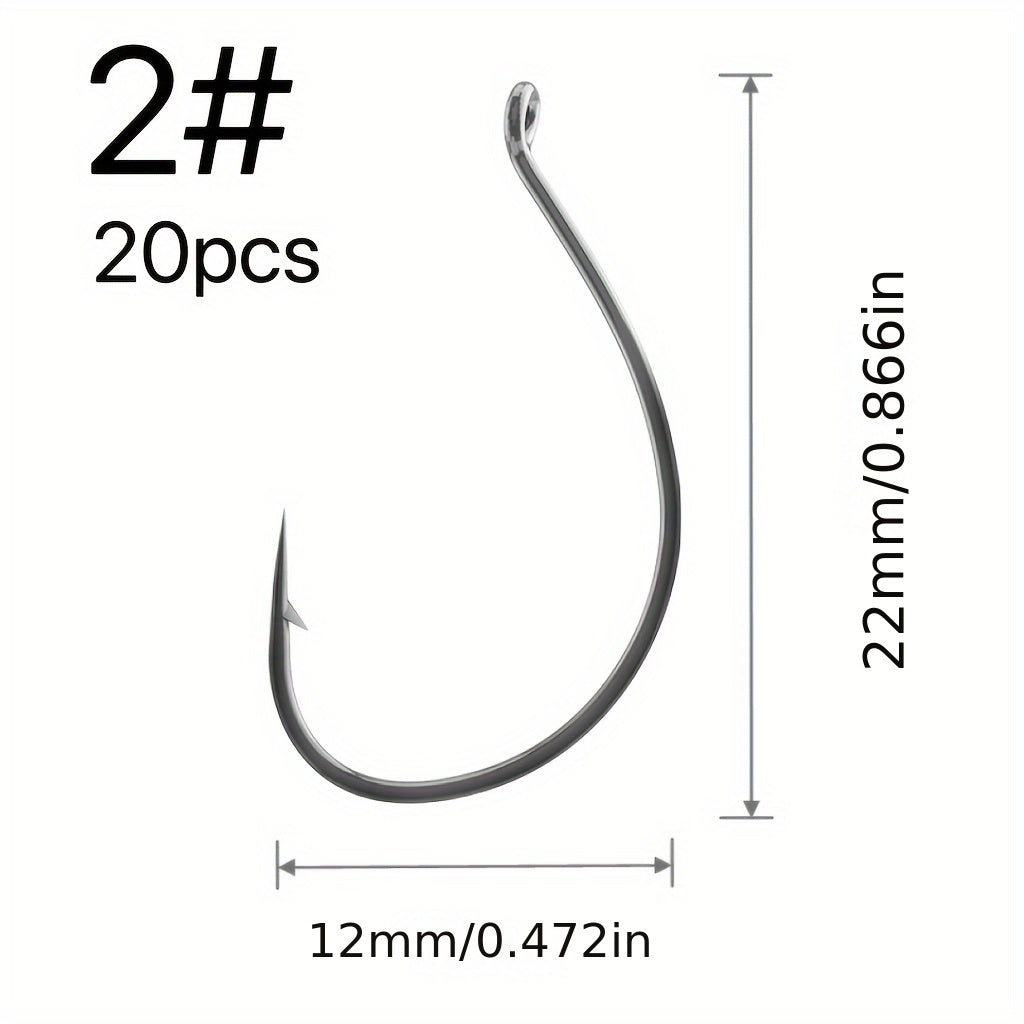 20pcs Barbed Fishing Hook Worm Bait Hooks Wide Gap Outdoor Tackle