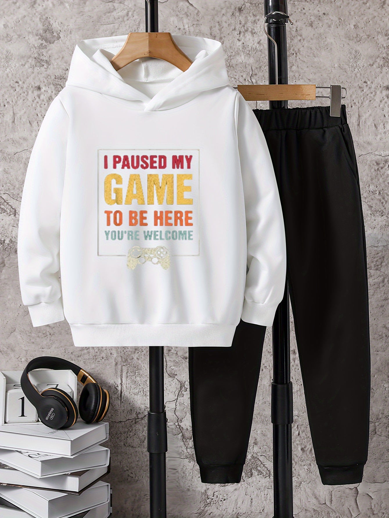 Boys Hooded Sweatshirt & Sweatpants Set, Size 2pcs, Outdoor Clothes