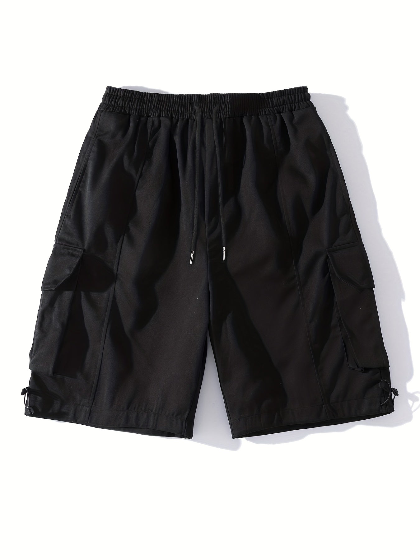 Men's Elastic Waist Cargo Shorts with Pockets for Summer