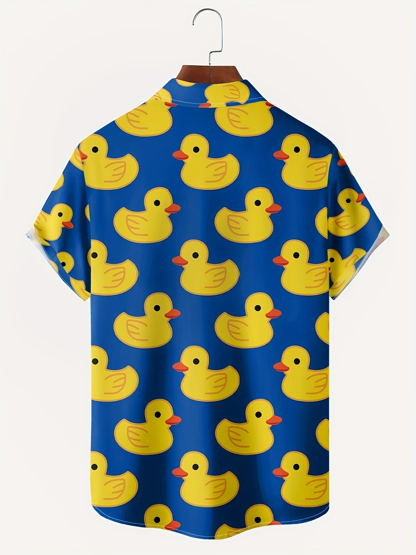 Duck Print Men's Short Sleeve Shirt With Chest Pocket