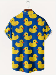 Duck Print Men's Short Sleeve Shirt With Chest Pocket