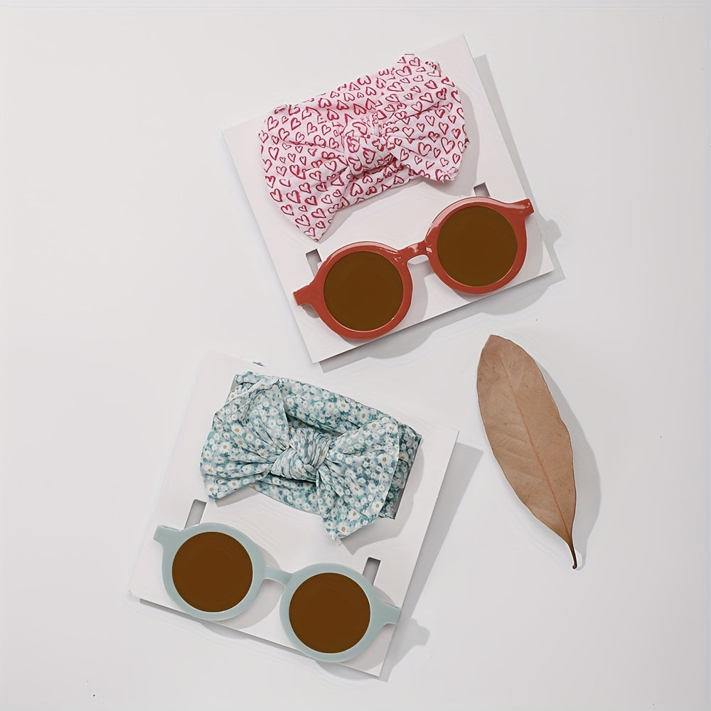 Newborn Baby Headband & Round Sunglasses Set Hair Accessories