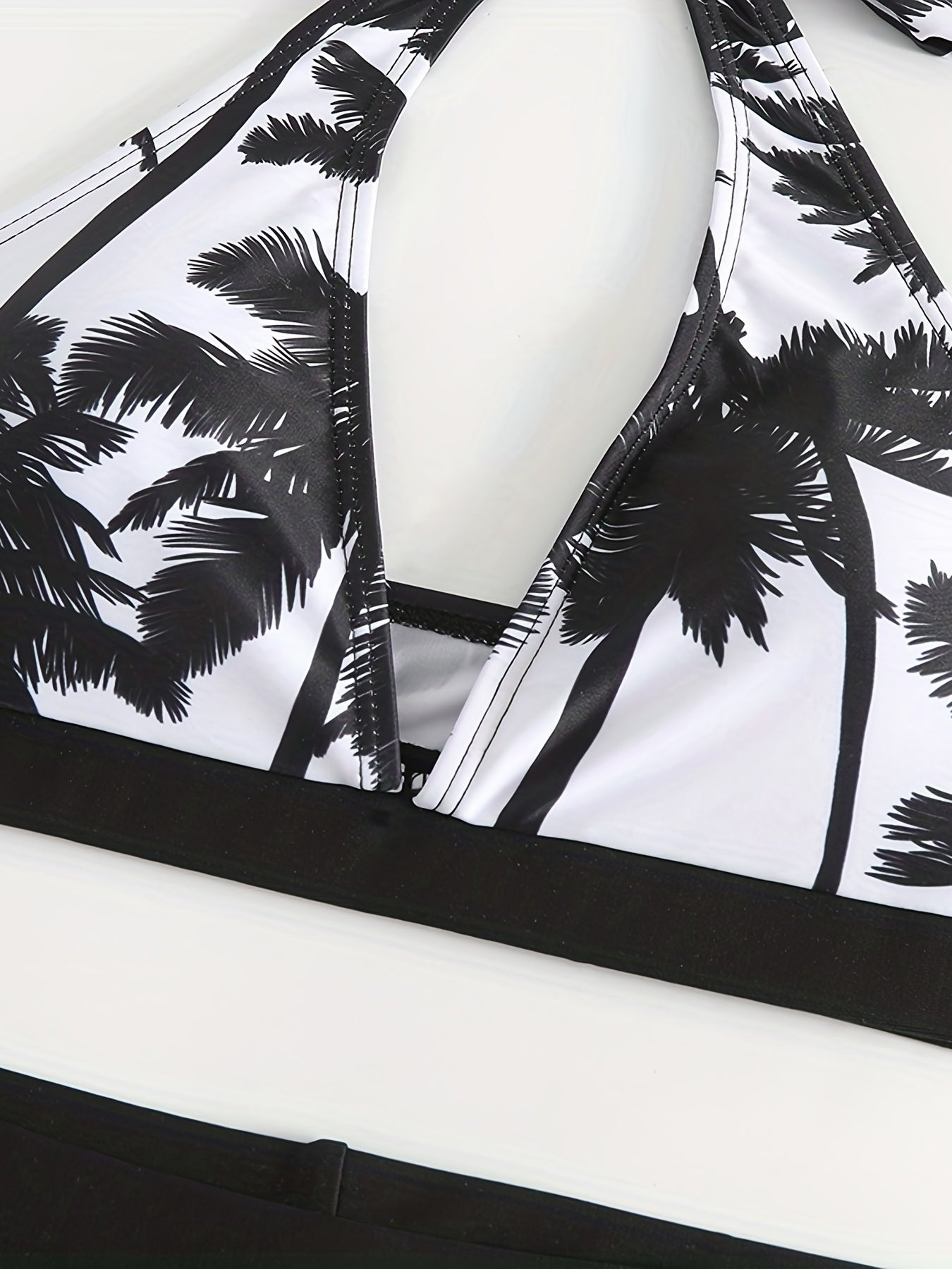 Coconut Tree Print Halter 2 Piece Bikini Set