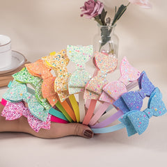5pcs Girls Glitter Bow Head Hoops Hairbands Hair Accessories Set