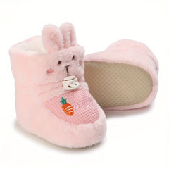 Cartoon Rabbit Baby Girls Indoor Fleece Boots