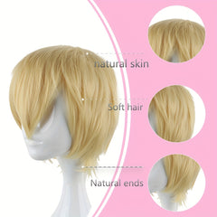 Men's 12 Inch Golden Anime Dress Up Wig Cosplay Wig