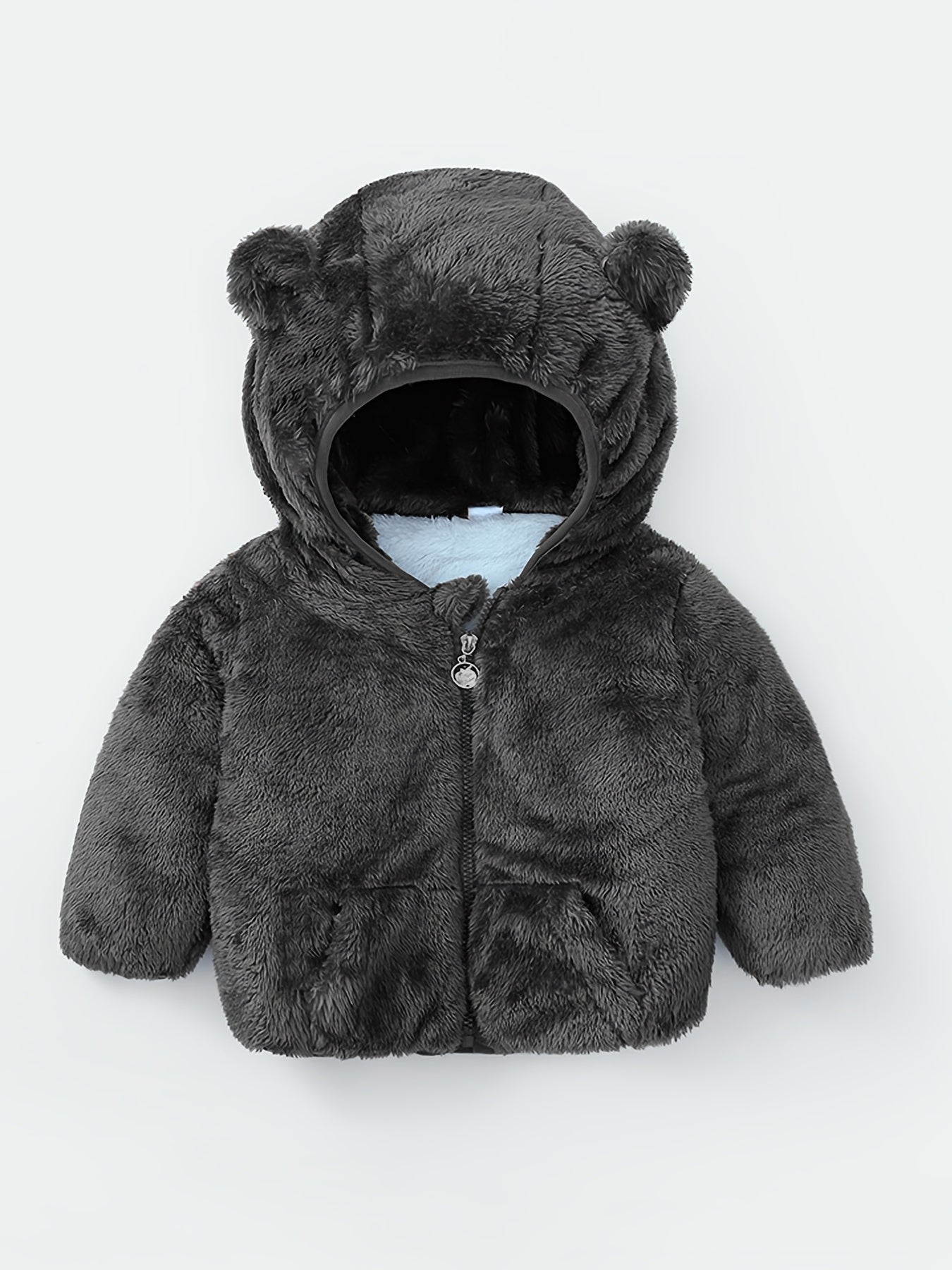 Infant Double Layer Fleece Hooded Jacket Zipper Coat