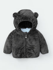 Infant Double Layer Fleece Hooded Jacket Zipper Coat