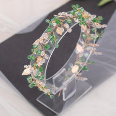 Crystal Headpiece Alloy Leaf Shape Headband Retro Headwear