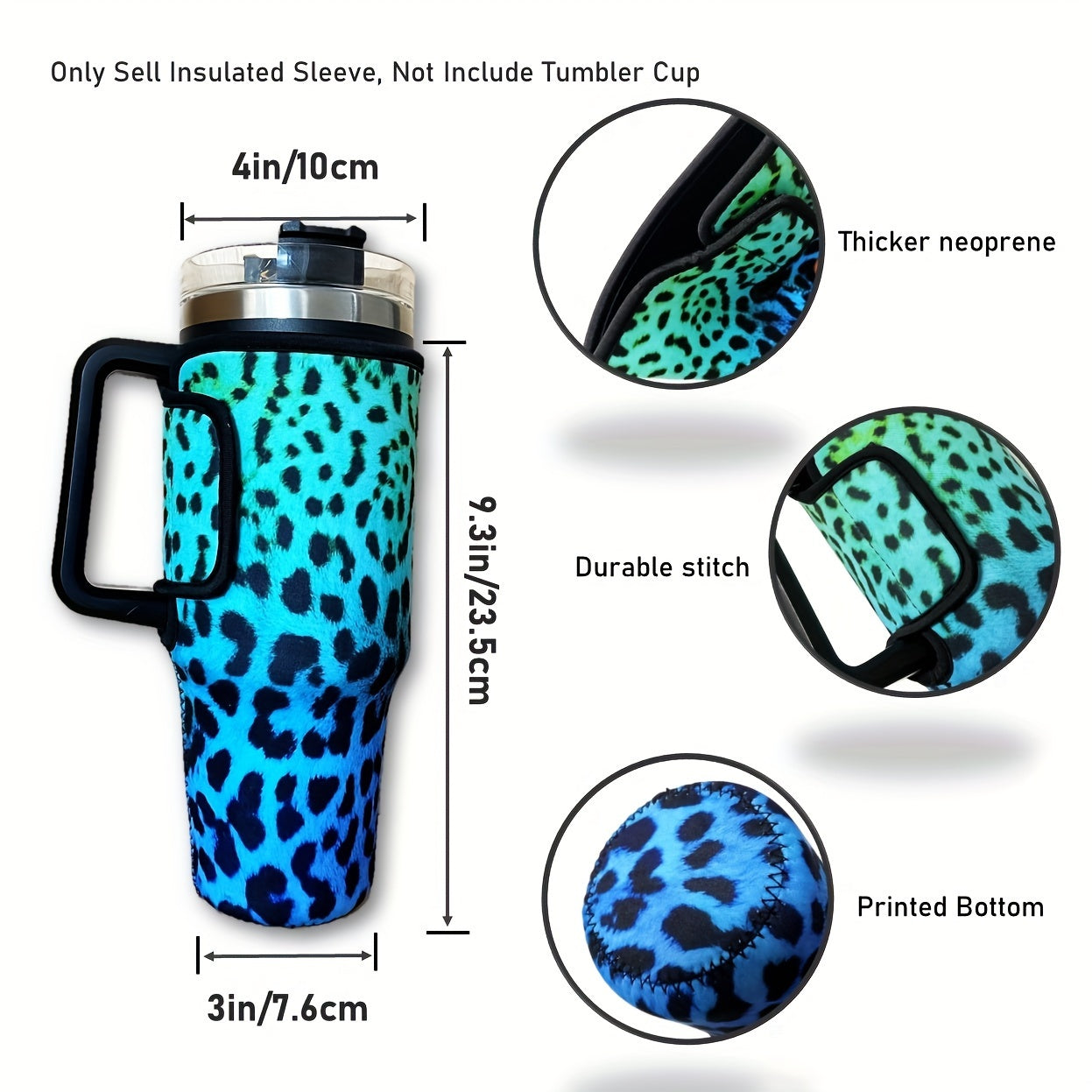 Waterproof Leopard Skin Insulated Bottle Sleeve for 40oz Water Bottle