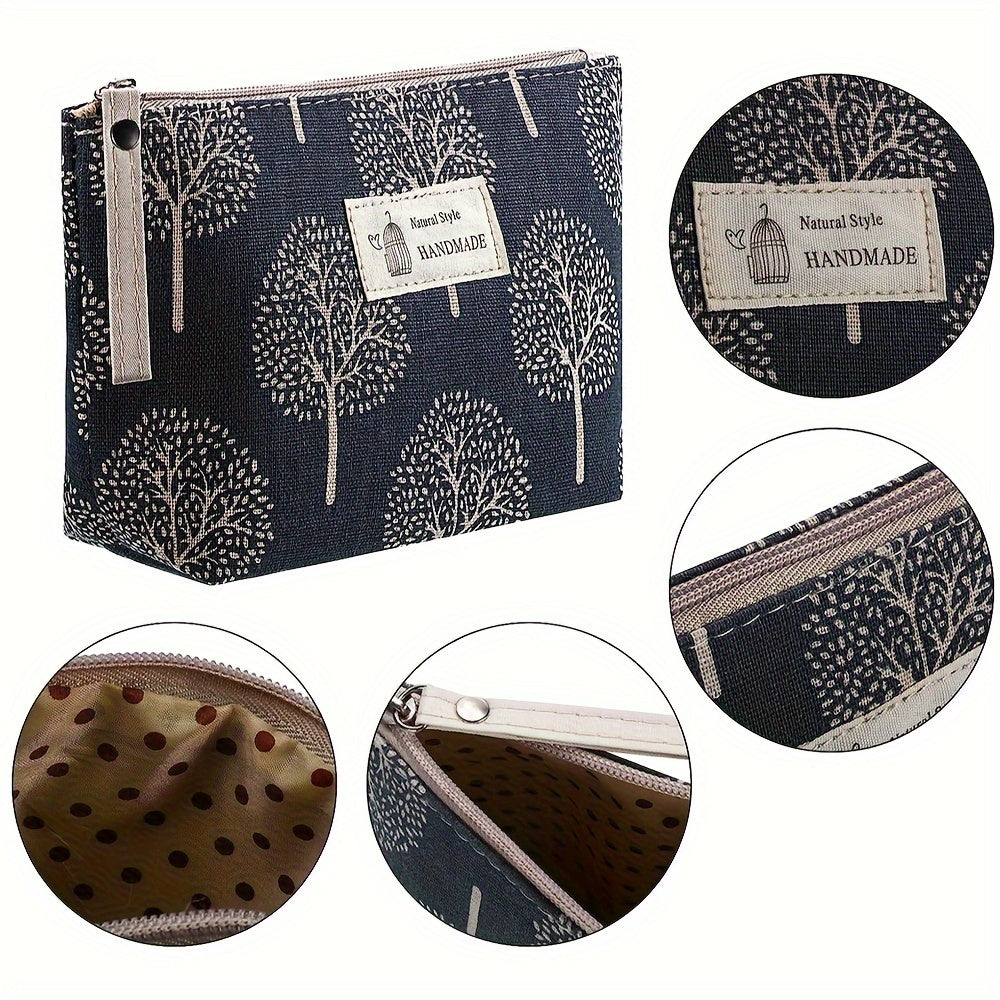 Canvas Cosmetic Bag Travel Makeup Bag Roomy Toiletries Case