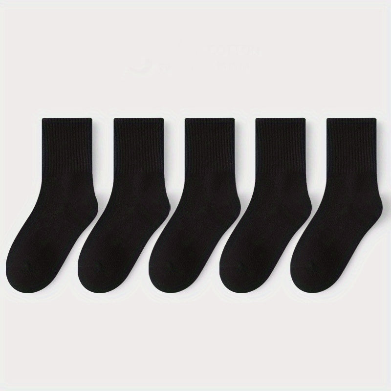 5pairs Boys Girls Kids Causal Plain Breathable Crew Socks