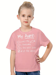Girls Boys MY AUNT Short Sleeve T-shirt Summer Clothes Sports Gift