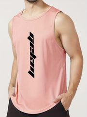Men's Sleeveless Shirt Quick Dry Breathable Letter Print Tank Top