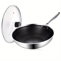32cm Stainless Steel Wok with Honeycomb Coating