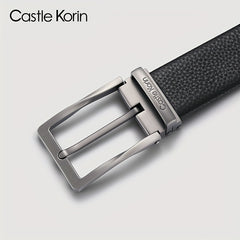 Men's Cowhide Leather Belt Needle Buckle Business Casual