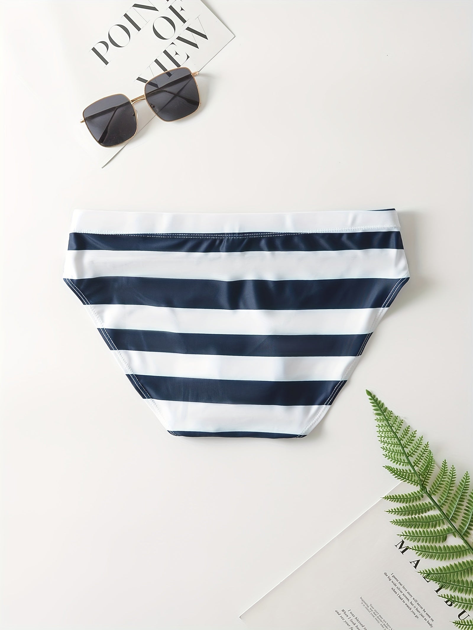 Men's Stripe Drawstring Swim Briefs Quick Dry Beach Pool Swim Shorts