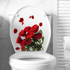 Red Rose Toilet Self Adhesive Bathroom Home Decor