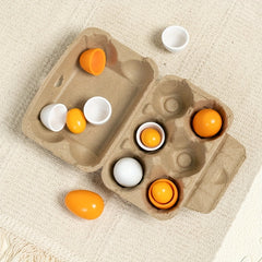 6pcs Wooden Egg Toys Set for Children Play Kitchen Pretend Food