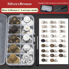 50 Sets Metal Screw Jeans Buttons Kit DIY Fastener Tack