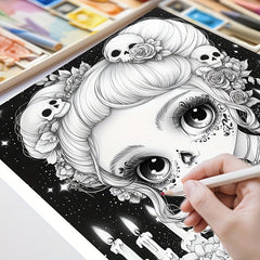Adult Coloring Book Flower Bone Girl Coloring Book 20 Pages