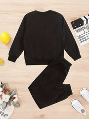 Kid's Dancing Skeleton Print Sweatshirt & Sweatpants Set