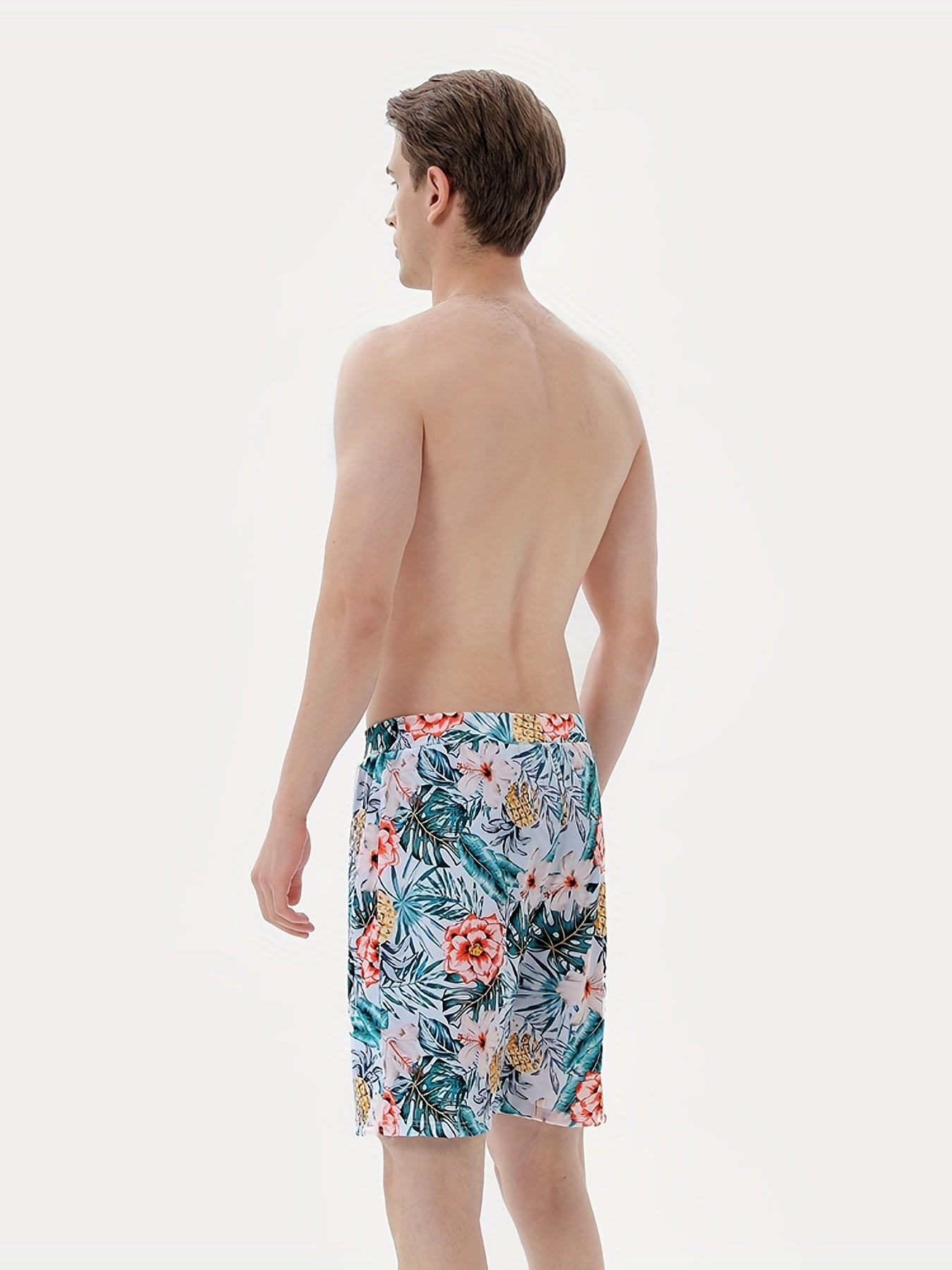 Men's Quick Dry Swim Trunks Tropical Floral Fruit Pattern