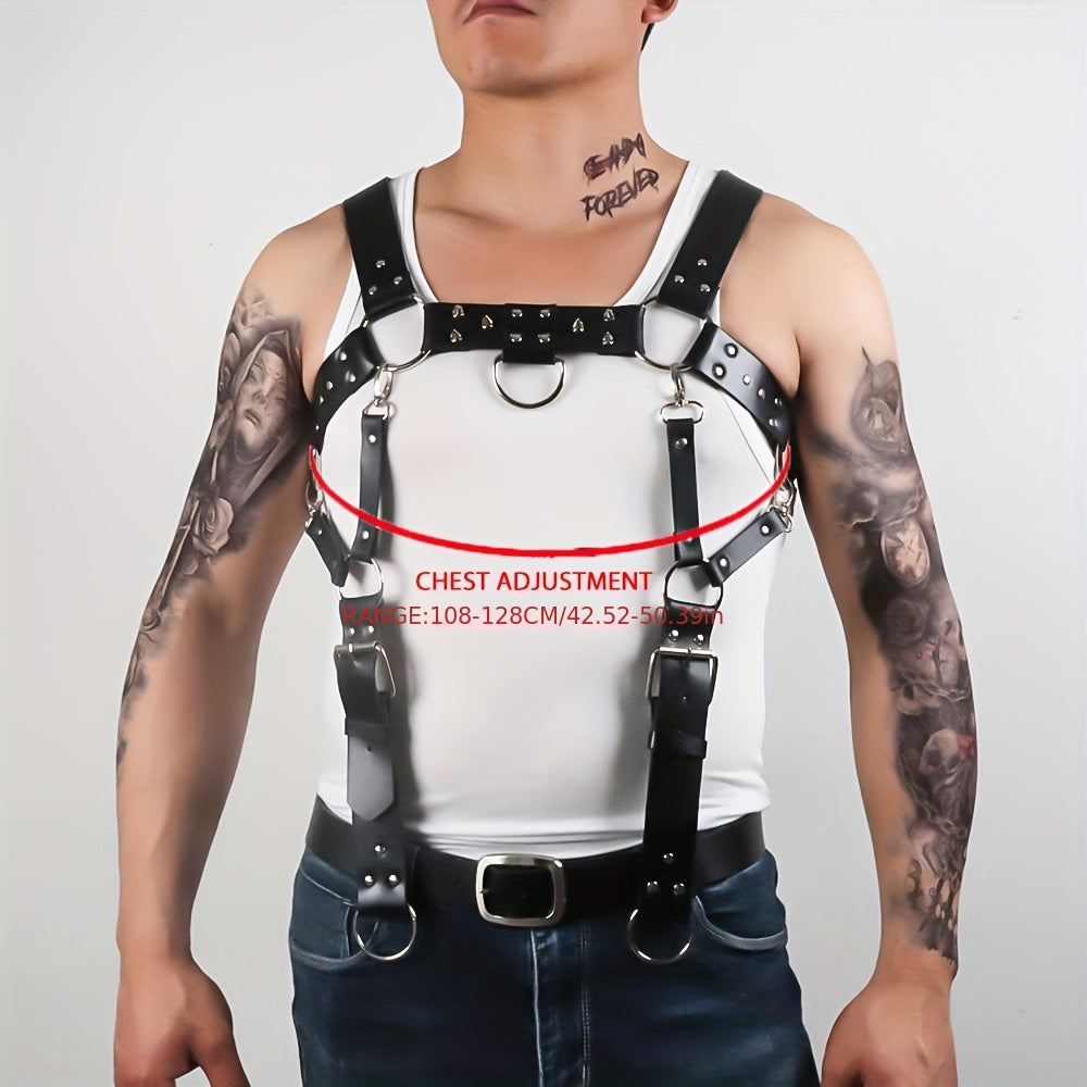 Men's Punk Body Chest Harness PU Leather Adjustable Chest S...
