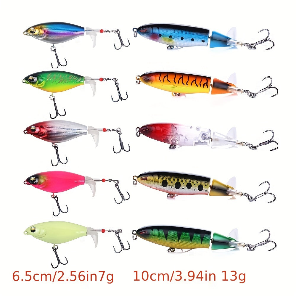 10pcs Hard Bait Propeller Fishing Lures Kit for Saltwater/Freshwater Fishing