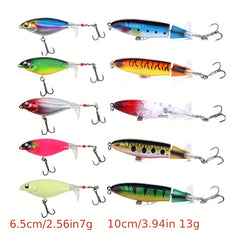10pcs Hard Bait Propeller Fishing Lures Kit for Saltwater/Freshwater Fishing