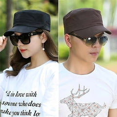 Men's Cotton Flat Top Hat Autumn Winter Casual Military Cap