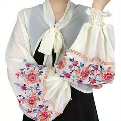 Chiffon Embroidered Sun Proof Shawl Ice Women Scarf Spring & Summer Shade Wrap