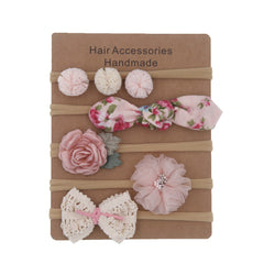 Baby Girls Mesh Flower Bow Headband Soft Nylon Hair Accessories Set