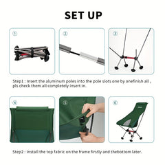 Ultralight Folding Fishing Chair Portable Durable Double Crossbar 270lbs
