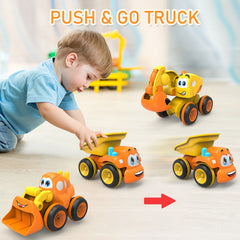 Cartoon Construction Vehicles Toy Set For Toddlers 3 Different Styles Of Orange