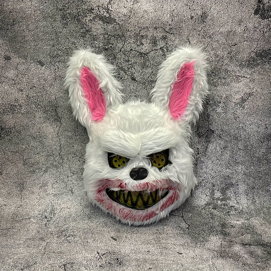 Spooky Rabbit Mask Plush with Yellow Eyes