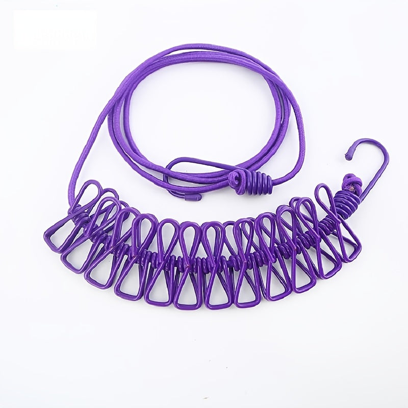 Retractable Portable Clothesline Travel Clothing Line 12 Clothes Clips