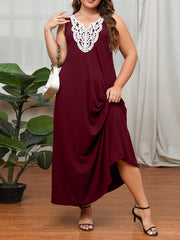 Colorblock Lace Maxi Tank Dress