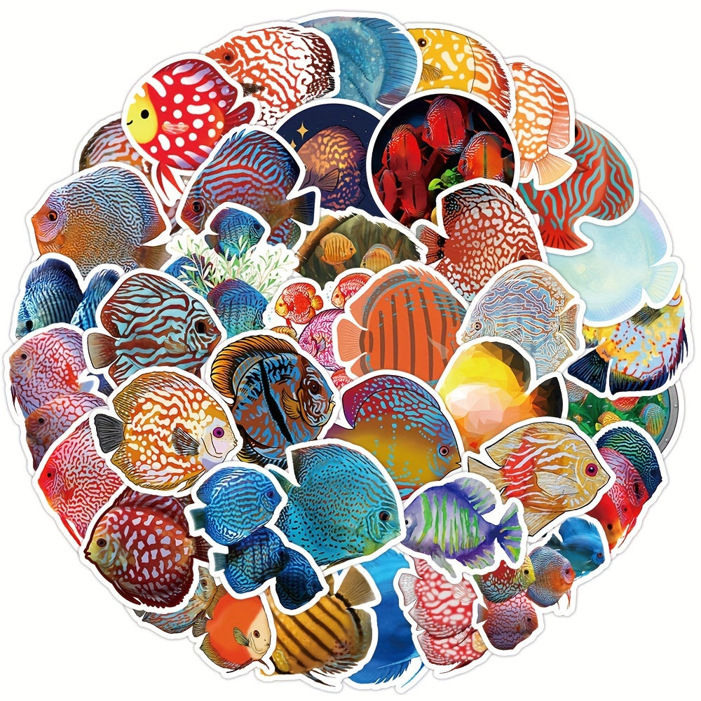 50 Colorful Fish Stickers Girl Waterproof Vinyl Art Decorative Paper