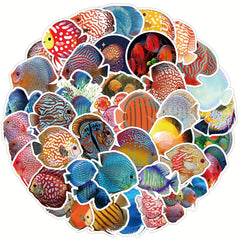 50 Colorful Fish Stickers Girl Waterproof Vinyl Art Decorative Paper