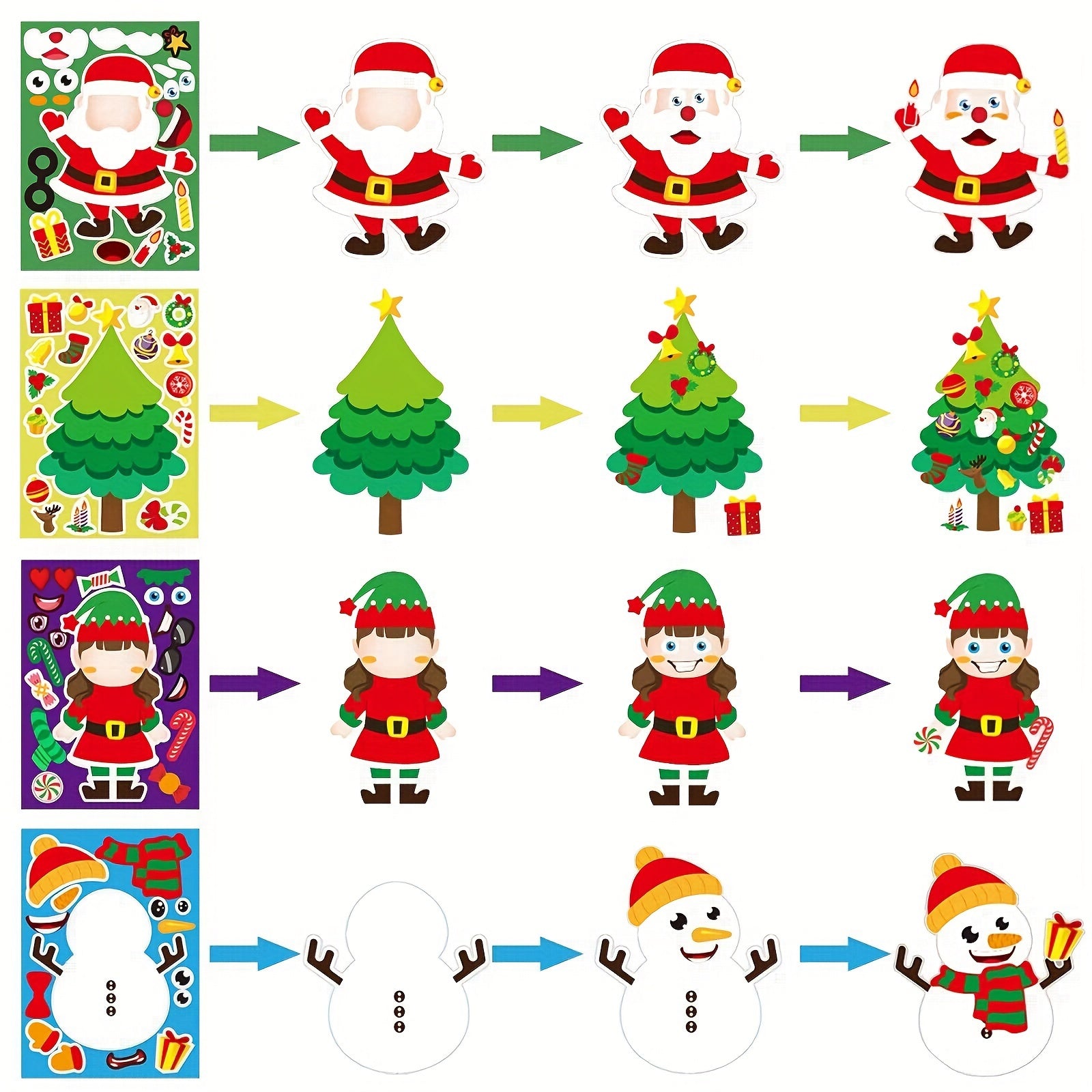 Cartoon Santa Snowman DIY Stickers - Creative Puzzle Handbook Decoration