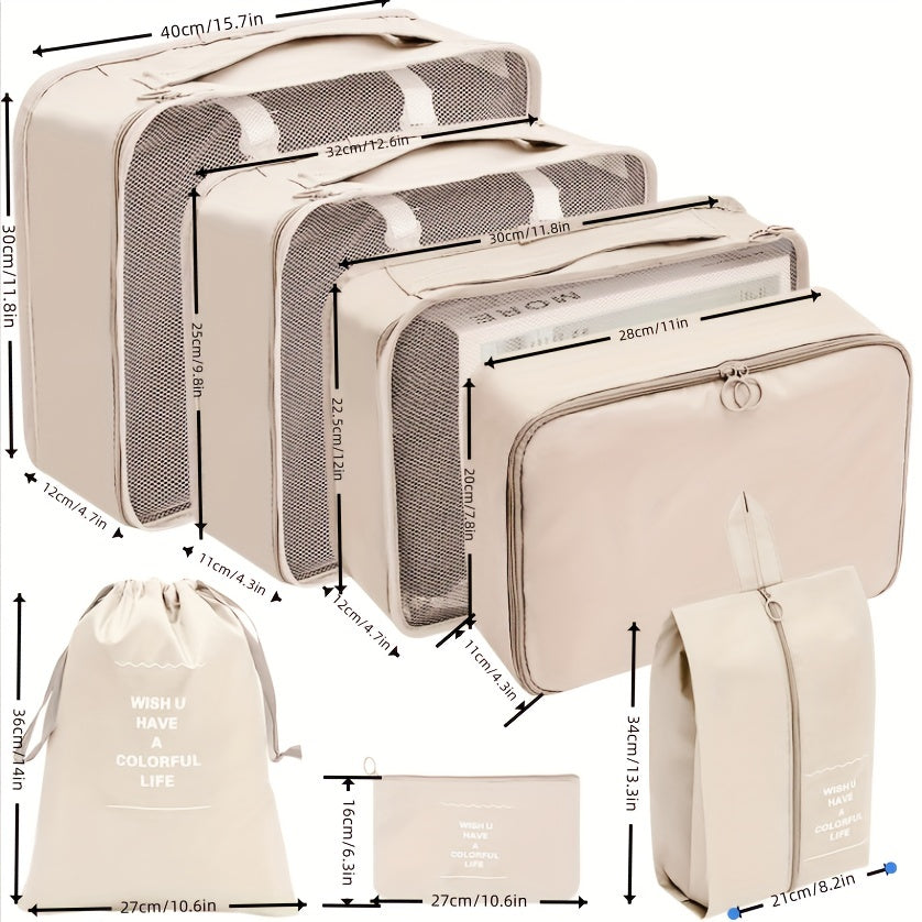 7 Pcs Travel Luggage Bags Lightweight Organizers