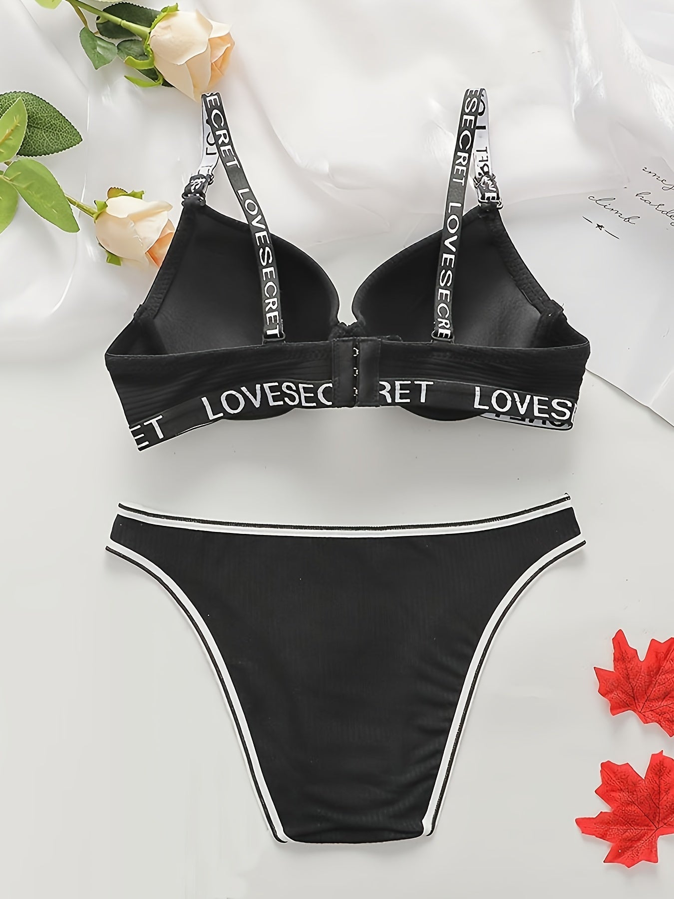 Letter Print Bra & Panties Lingerie Set