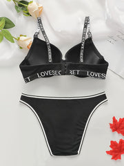 Letter Print Bra & Panties Lingerie Set