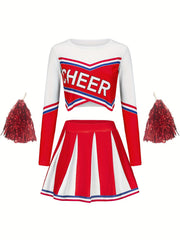 Long Sleeve Cheerleading Outfits Girls Comfy Set For Party Sports Performance