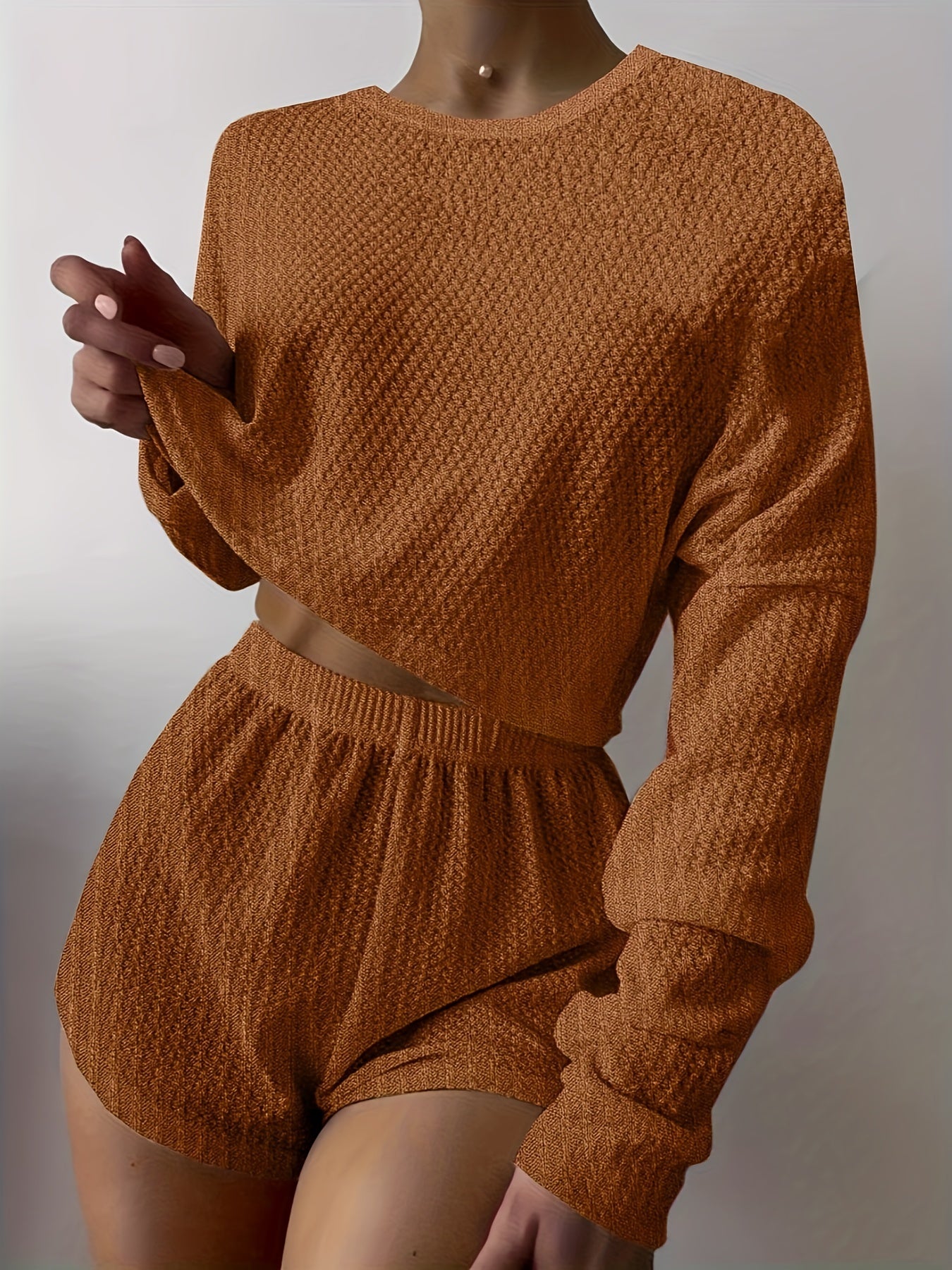 Ribbed Crop Top & Shorts Pajama Set